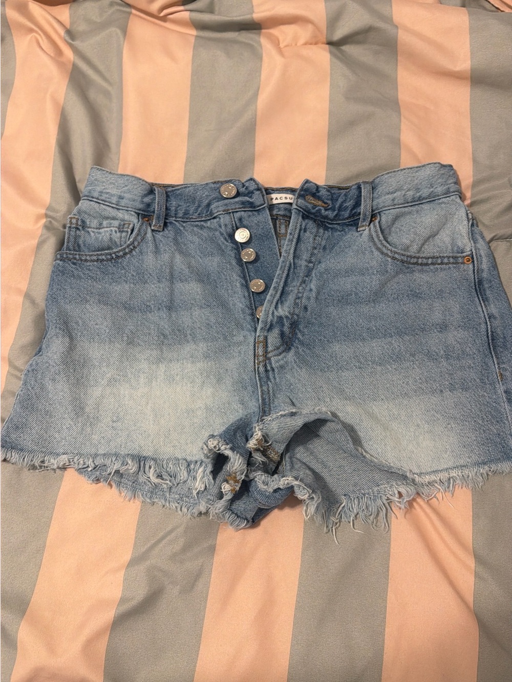 PacSun Light Wash High-Rise Button-Fly Denim Shorts
